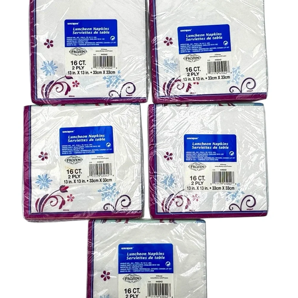 5 Packs of 8 Frozen Themed Luncheon Party Napkins = 40 total count of napkins